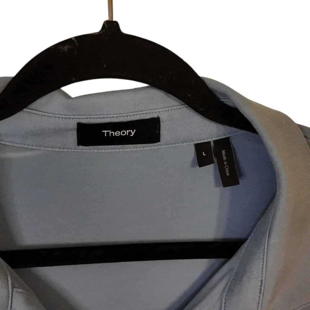 Theory Men's Light Blue Polo Shirt Size L